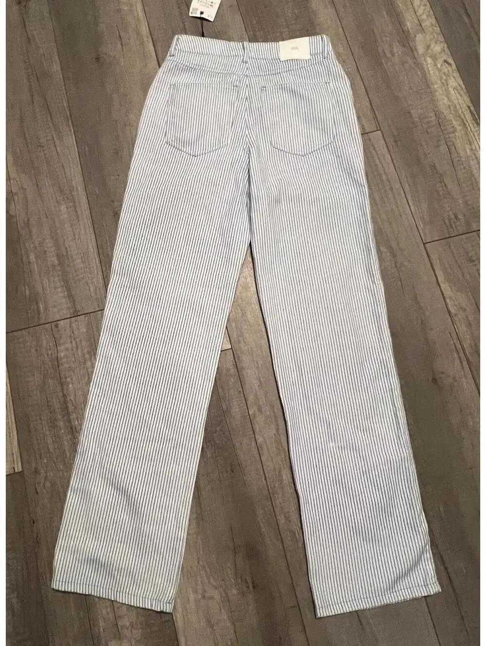 NWT Zara Coastal Grandmother Blue and White Striped Casual Pants, Size 2